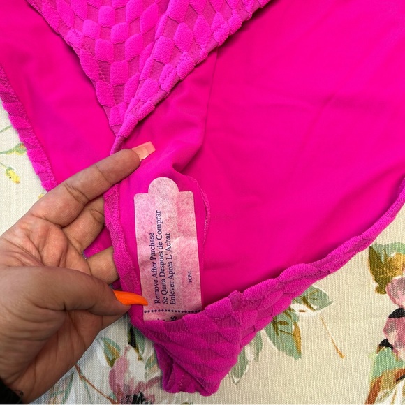 NWOT! GOOD AMERICAN Neon Pink Terry Cloth One Piece Swimsuit Size 7 (4X) - Picture 4 of 7